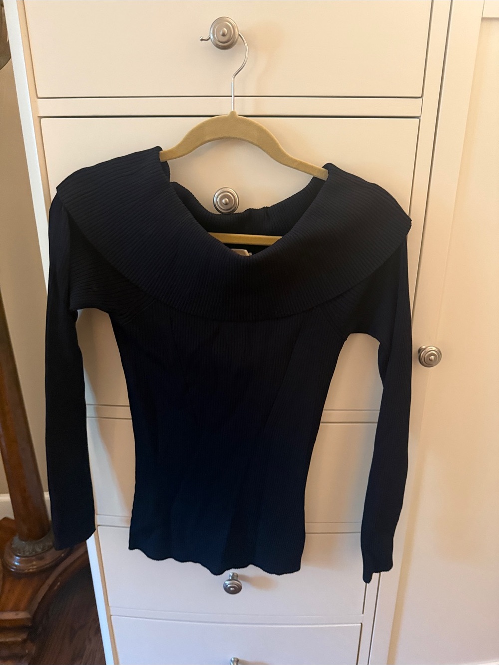 Michael Kors Black Off-Shoulder Ribbed Sweater